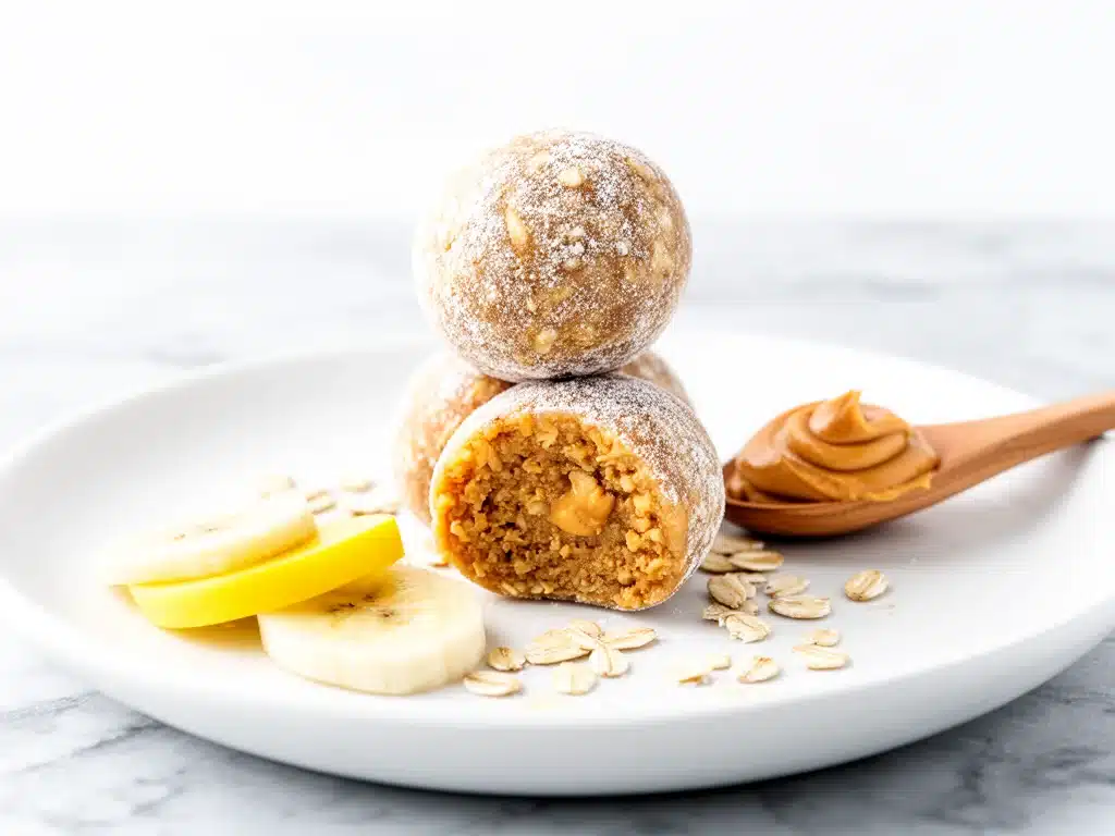 no-bake peanut butter banana energy bites - featured image