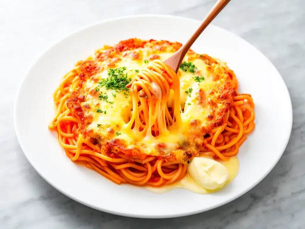Cheesy Baked Spaghetti with Garlic Butter Crust: Easy Family Dinner 4 cheesy baked spaghetti with garlic butter crust preparation steps