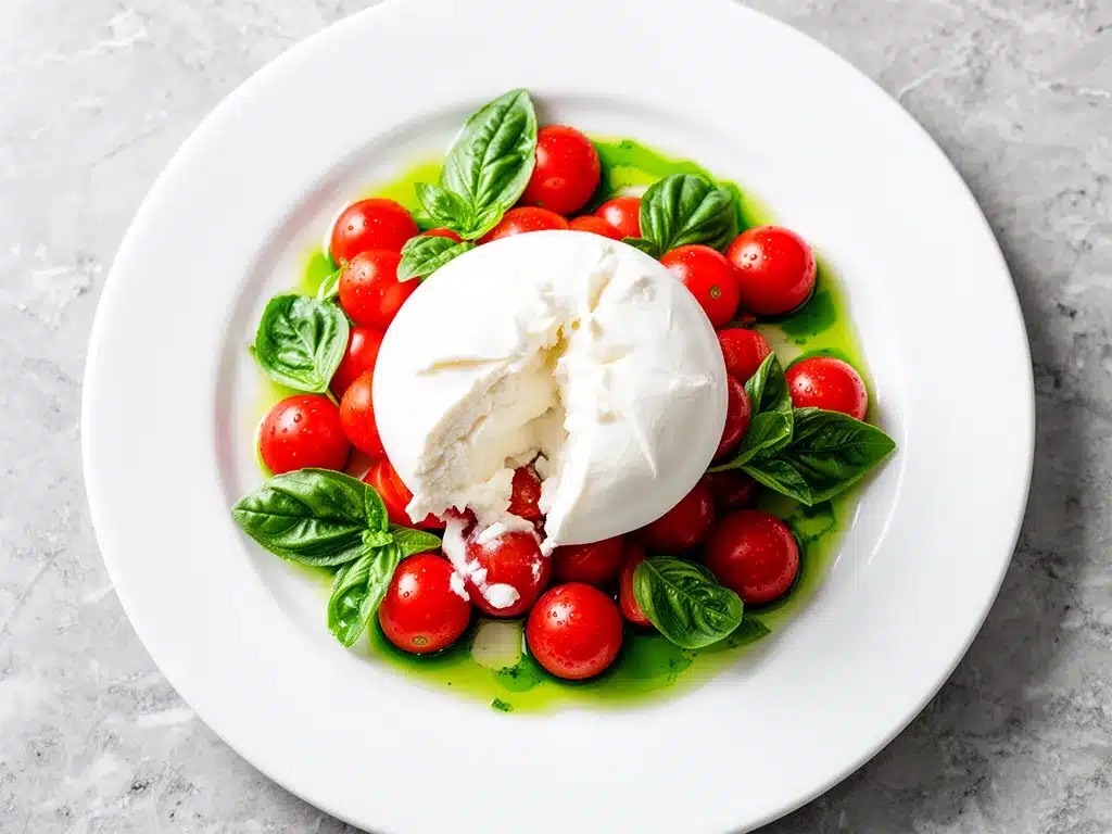 Cherry Tomato and Burrata Salad: 5-Ingredient Easy Summer Recipe 4 cherry tomato and burrata salad preparation steps