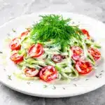 creamy cucumber tomato salad - featured image