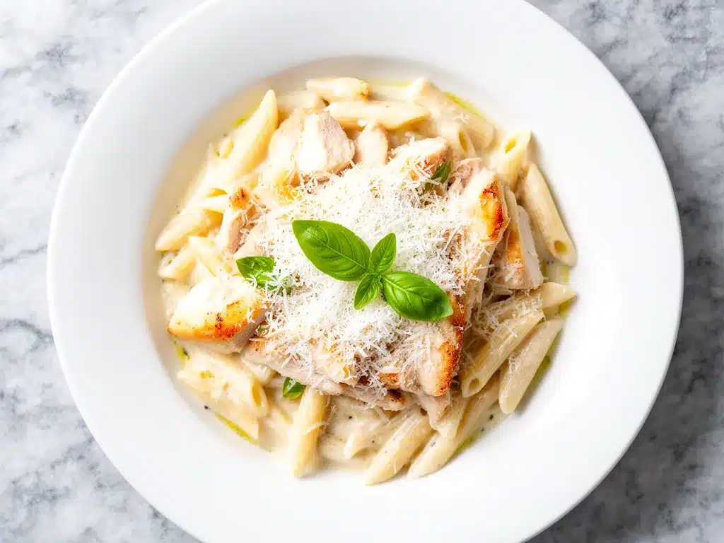 Creamy Garlic Parmesan Chicken Pasta Bake: Easy 30-Minute Dinner 4 creamy garlic parmesan chicken pasta bake preparation steps