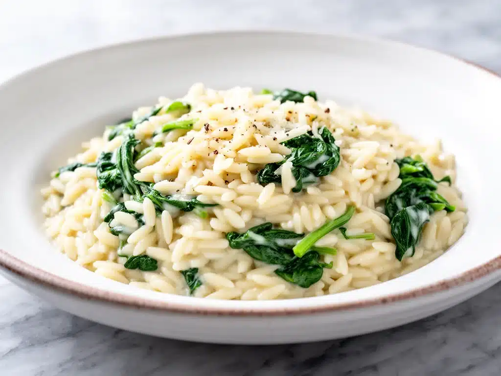 creamy garlic parmesan orzo - featured image