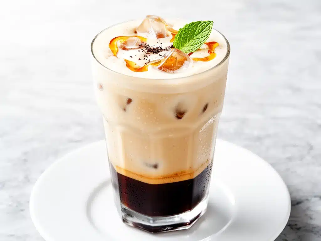 creamy iced vanilla latte - featured image