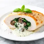 creamy spinach mushroom stuffed chicken breast - featured image