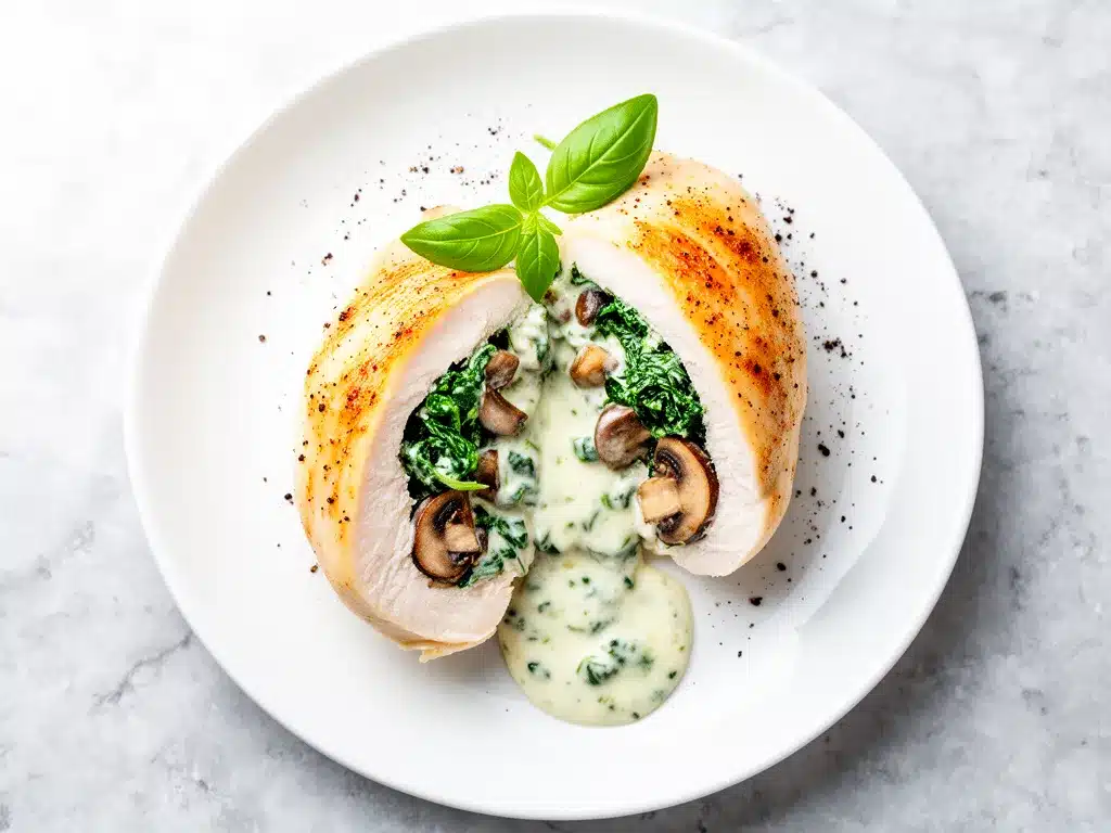 Creamy Spinach Mushroom Stuffed Chicken Breast: 3-Step Easy Dinner 4 creamy spinach mushroom stuffed chicken breast preparation steps