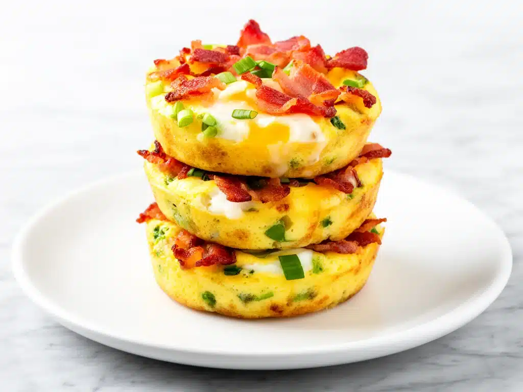 crispy air fryer bacon and cheese egg bites - featured image