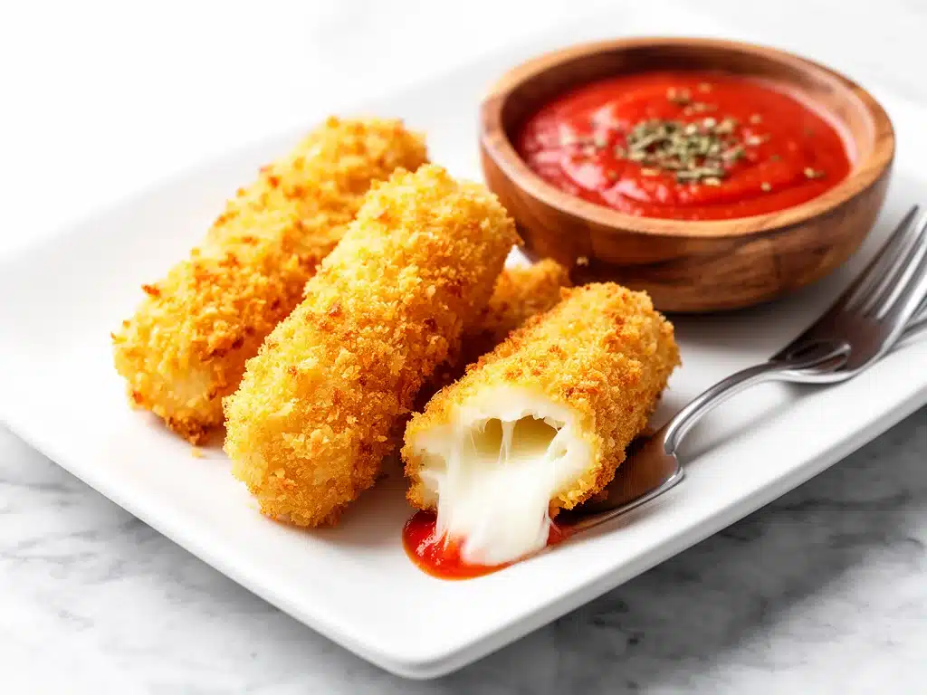 crispy baked mozzarella sticks - featured image