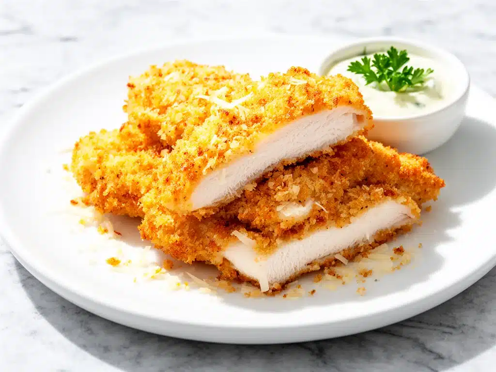 crispy baked parmesan crusted chicken tenders - featured image