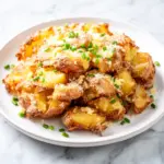 crispy garlic parmesan smashed potatoes - featured image
