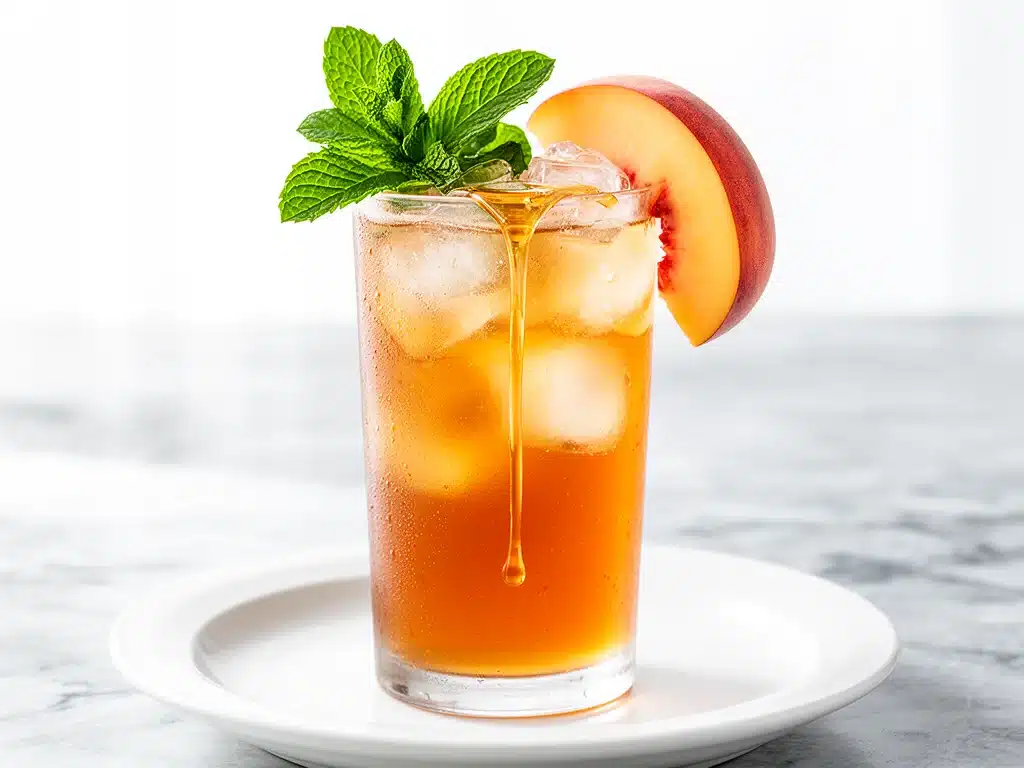 Fresh Peach Iced Tea with Mint and Honey - featured image