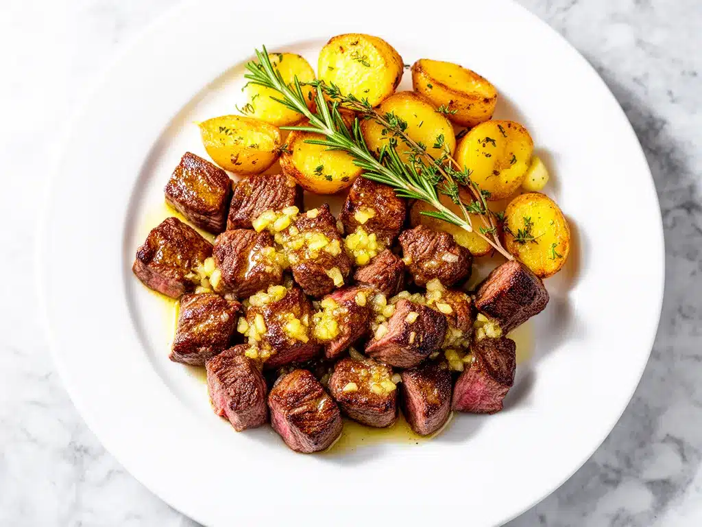 Garlic Butter Steak Bites: Easy Takeout Alternative 4 garlic butter steak bites preparation steps