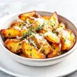garlic herb roasted potatoes with parmesan - featured image