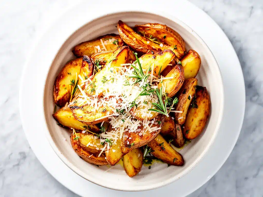 Garlic Herb Roasted Potatoes: Easy Parmesan Side 4 garlic herb roasted potatoes with parmesan preparation steps