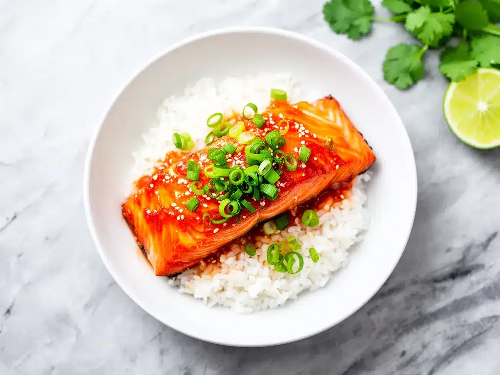 Honey Sriracha Glazed Salmon Rice Bowls: 5-Ingredient Dinner 4 Honey Sriracha Glazed Salmon Rice Bowls preparation steps