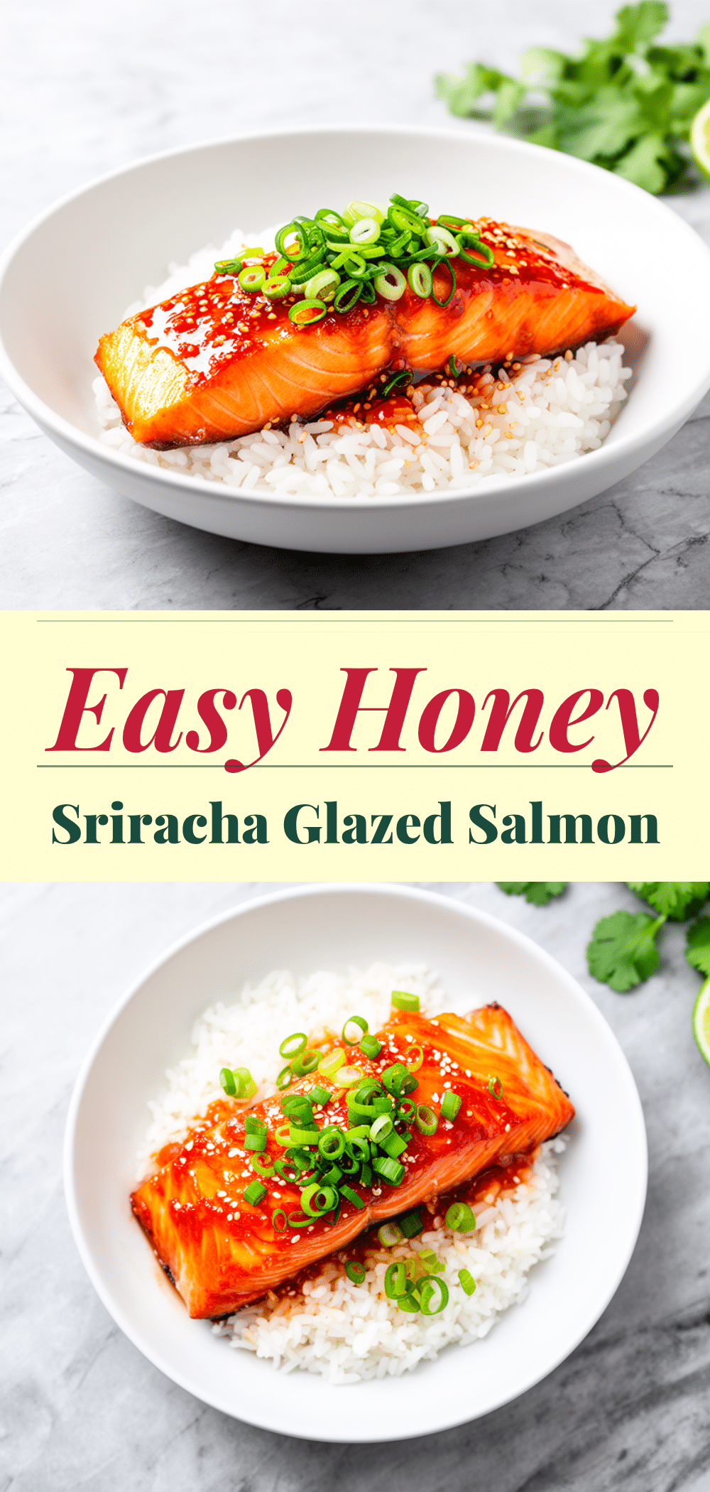 Honey Sriracha Glazed Salmon Rice Bowls: 5-Ingredient Dinner 5 Honey Sriracha Glazed Salmon Rice Bowls recipe