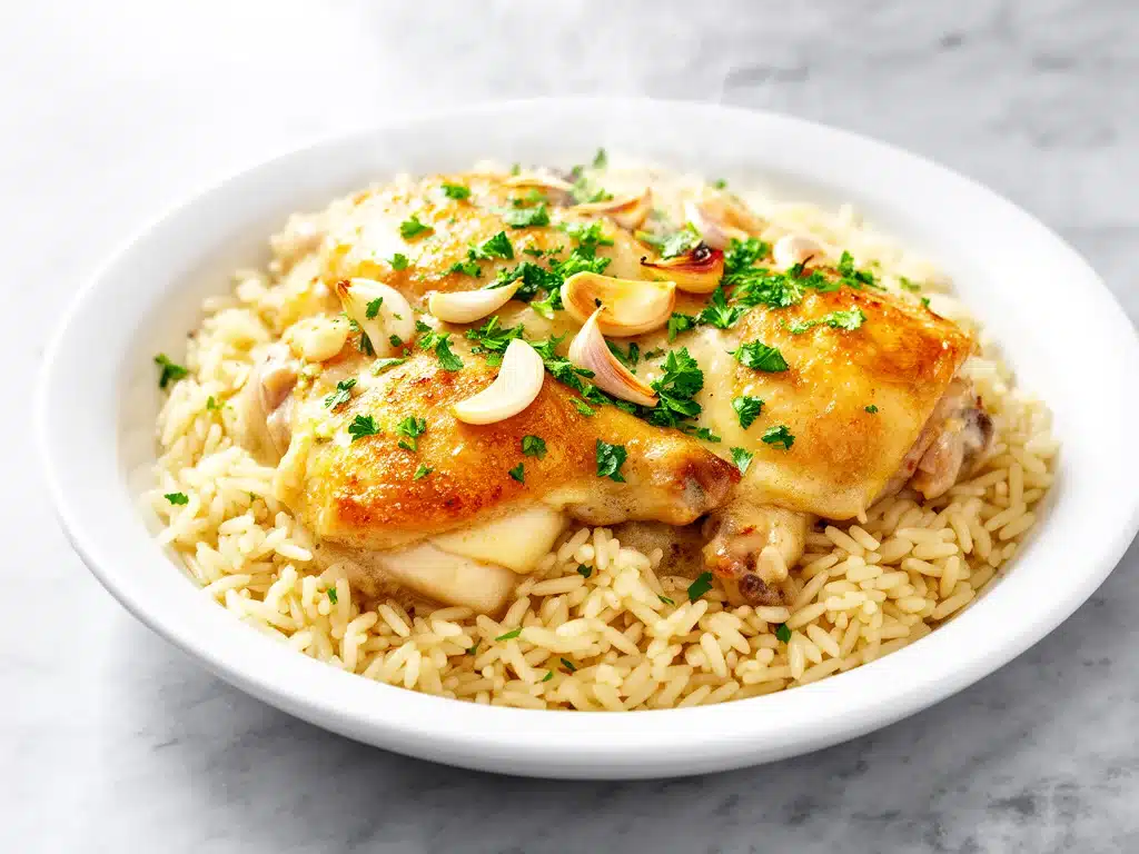 one-pot garlic butter chicken and rice - featured image