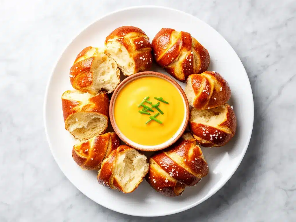 Easy Soft Pretzel Bites with Cheddar Sauce 4 soft pretzel bites with cheddar sauce preparation steps