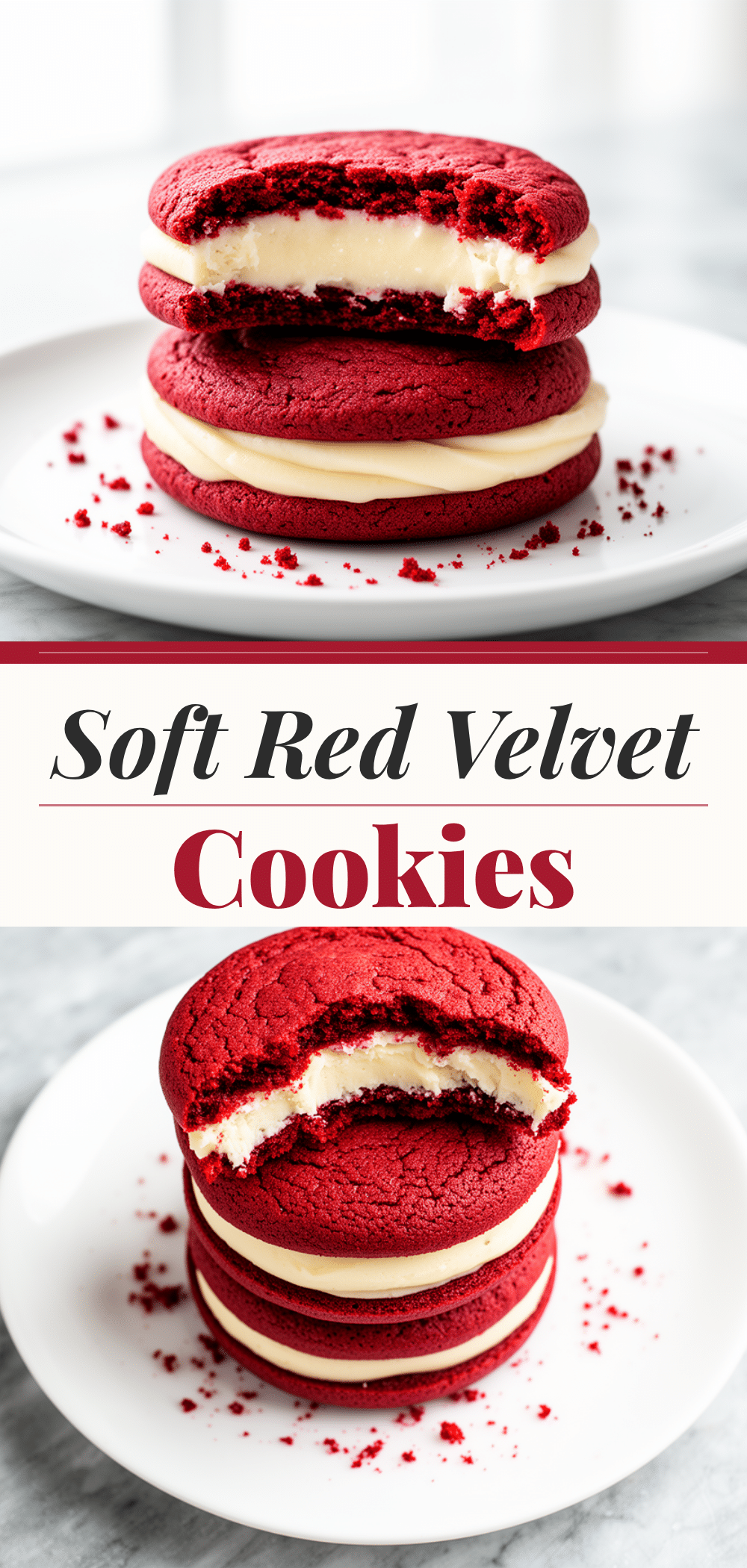 Soft Red Velvet Cookies: 3-Ingredient Easy Cream Cheese Filling 5 soft red velvet cookies recipe