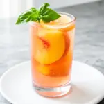 sparkling fresh peach lemonade with basil - featured image