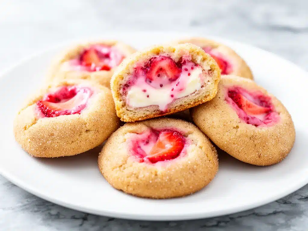 Strawberry Cheesecake Stuffed Cookies - featured image