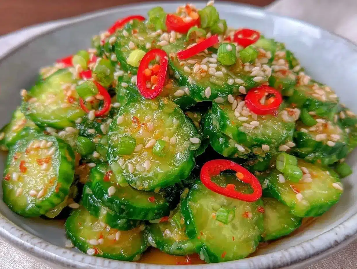 Crunchy Asian Sesame Cucumber Salad: 5pm Dinner Win 4 Asian sesame cucumber salad preparation steps