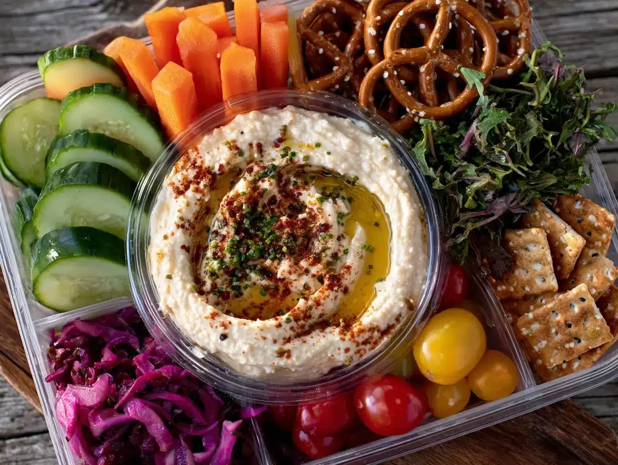 Back to School Rainbow Veggie & Hummus Boxes 4 Back to School Rainbow Veggie and Hummus Snack Boxes preparation steps