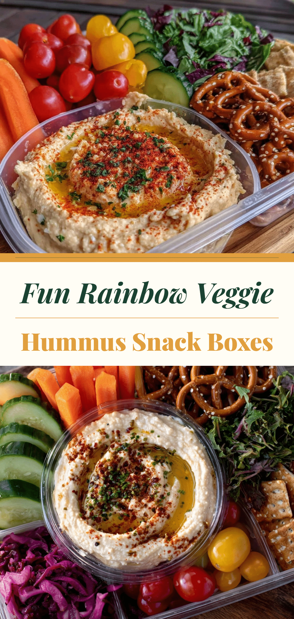 Back to School Rainbow Veggie & Hummus Boxes 5 Back to School Rainbow Veggie and Hummus Snack Boxes recipe