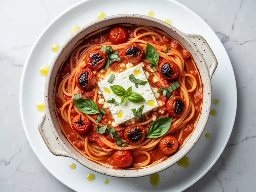 Viral Baked Feta Pasta: 5-Min Easy Dinner 4 baked feta pasta preparation steps