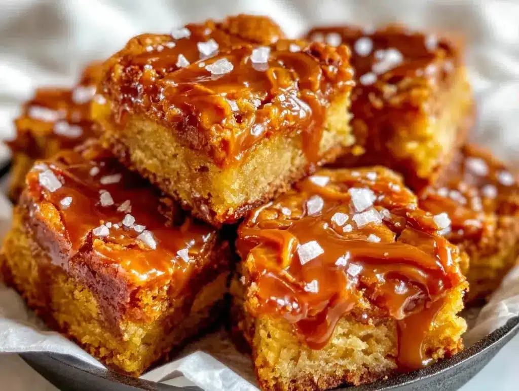 brown butter salted caramel blondies - featured image