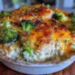 cheesy chicken broccoli rice casserole - featured image
