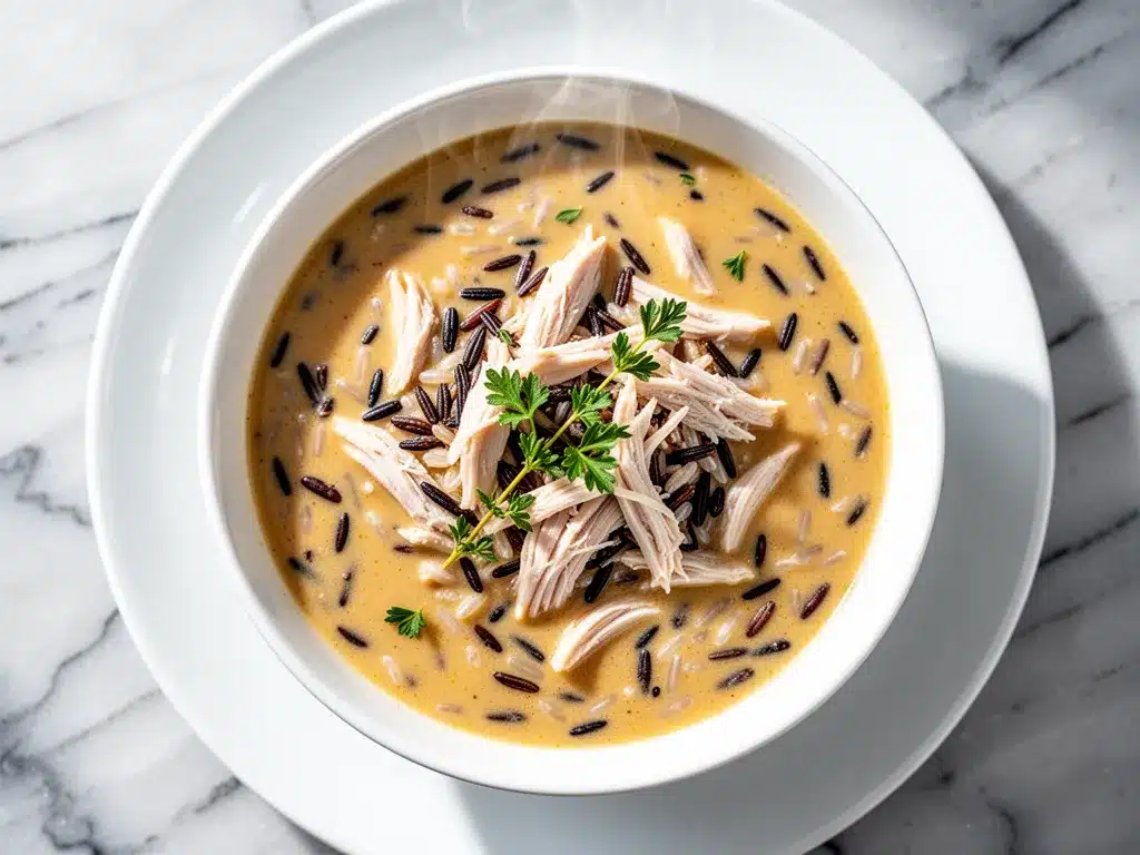 Cozy Fall One-Pot Creamy Chicken and Wild Rice Soup 4 creamy chicken and wild rice soup preparation steps