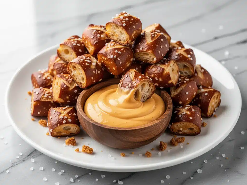 crispy baked pretzel bites - featured image