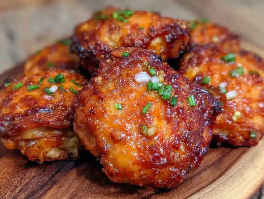 crispy honey garlic chicken thighs - featured image