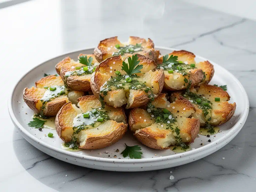 crispy smashed potatoes - featured image