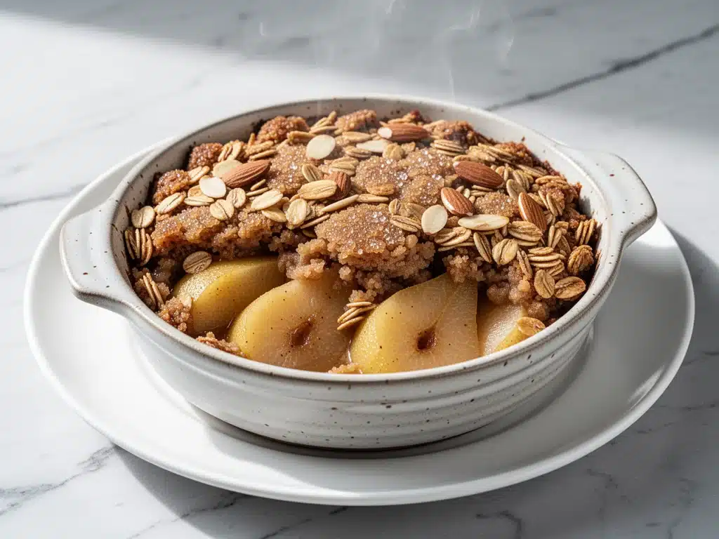 dairy-free fall spiced pear crisp - featured image