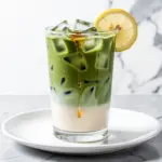 dairy-free iced matcha latte with honey - featured image