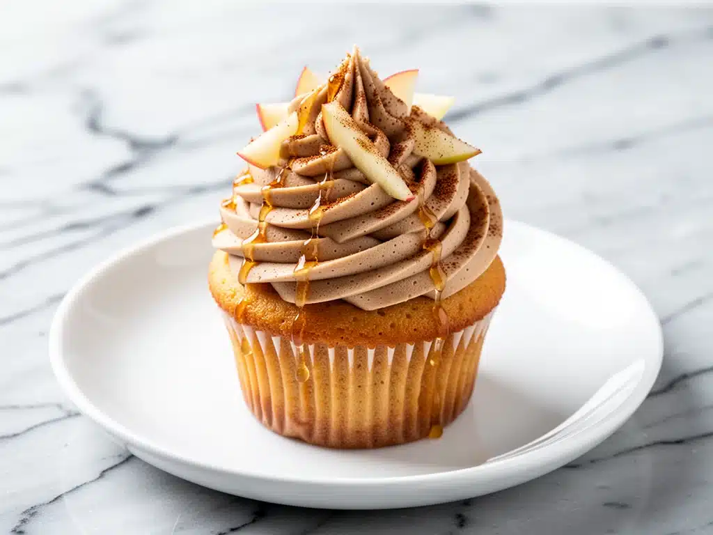 fall cinnamon apple cider cupcakes - featured image