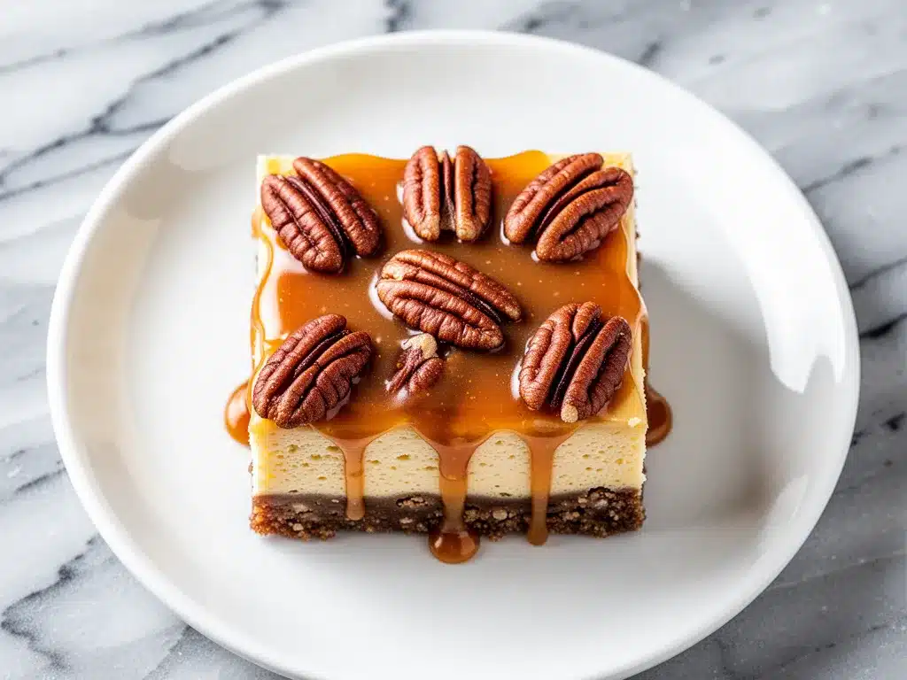 Fall Pecan Pie Cheesecake Bars with Gooey Caramel 4 fall pecan pie cheesecake bars preparation steps