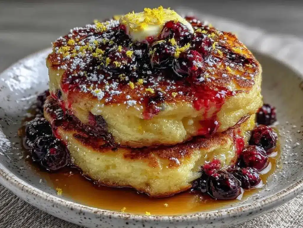 fluffy buttermilk blueberry pancakes - featured image