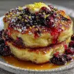 fluffy buttermilk blueberry pancakes - featured image