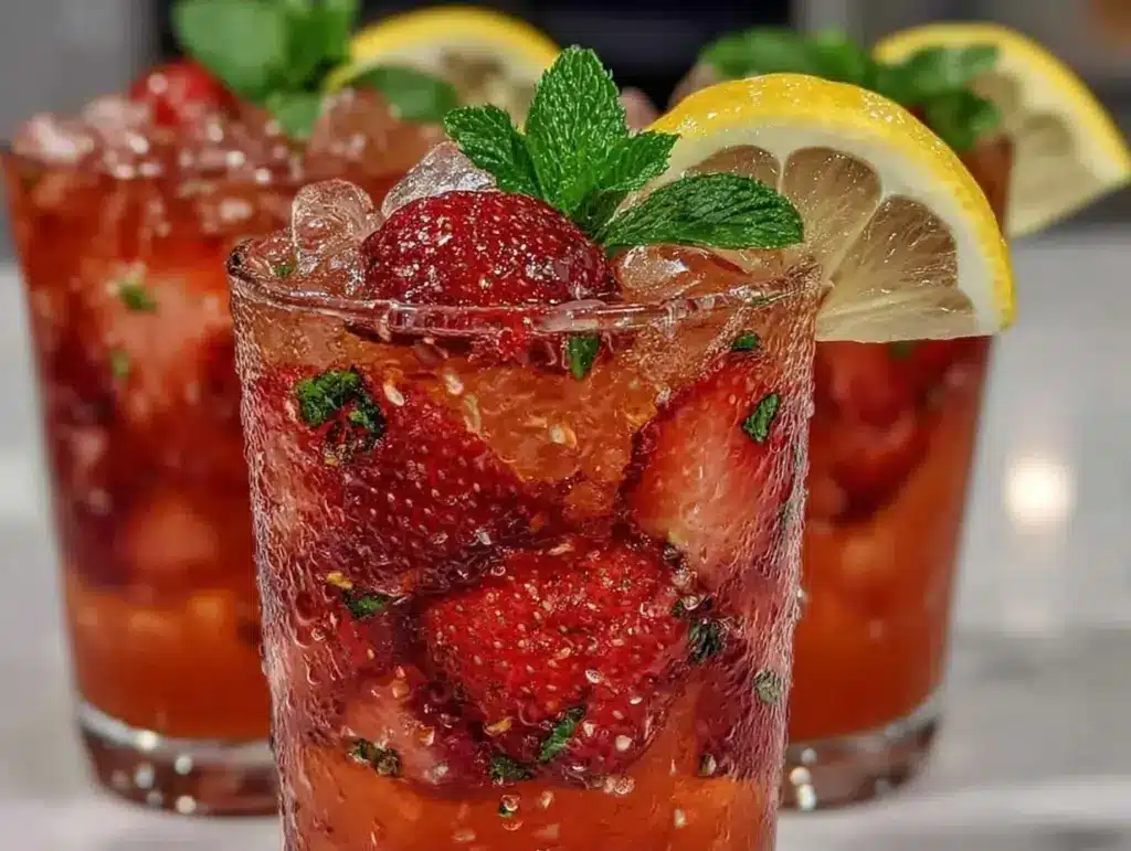 fresh strawberry lemonade with mint - featured image
