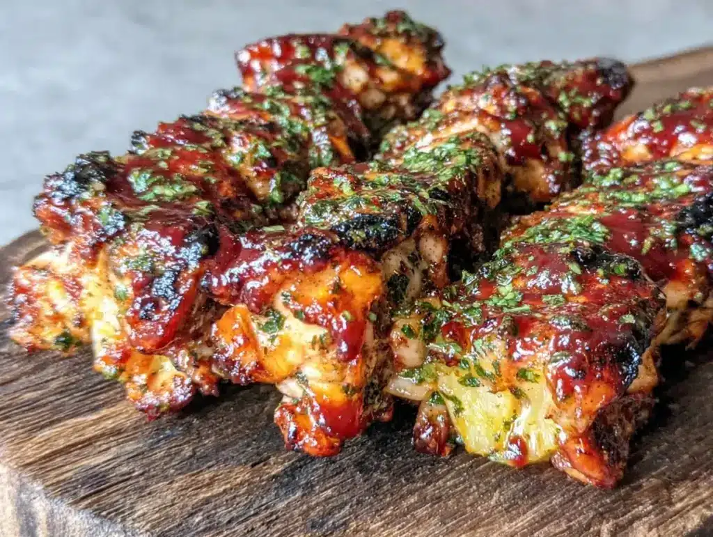 grilled pineapple bbq chicken skewers - featured image