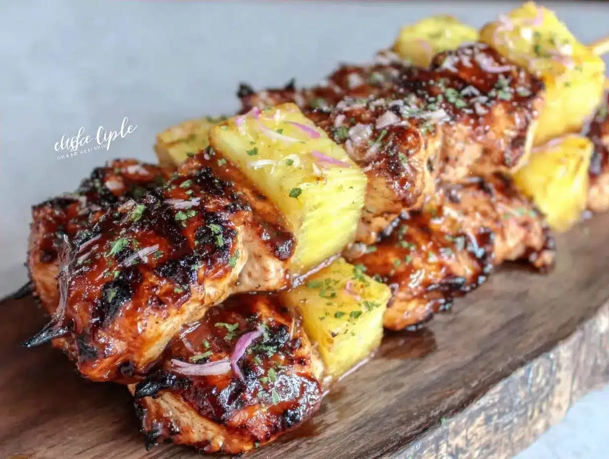 Labor Day Grilled Pineapple BBQ Chicken Skewers: 5pm Easy Summer Dinner 4 grilled pineapple bbq chicken skewers preparation steps