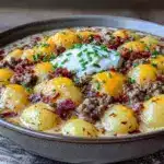 ground beef cheeseburger potato soup - featured image