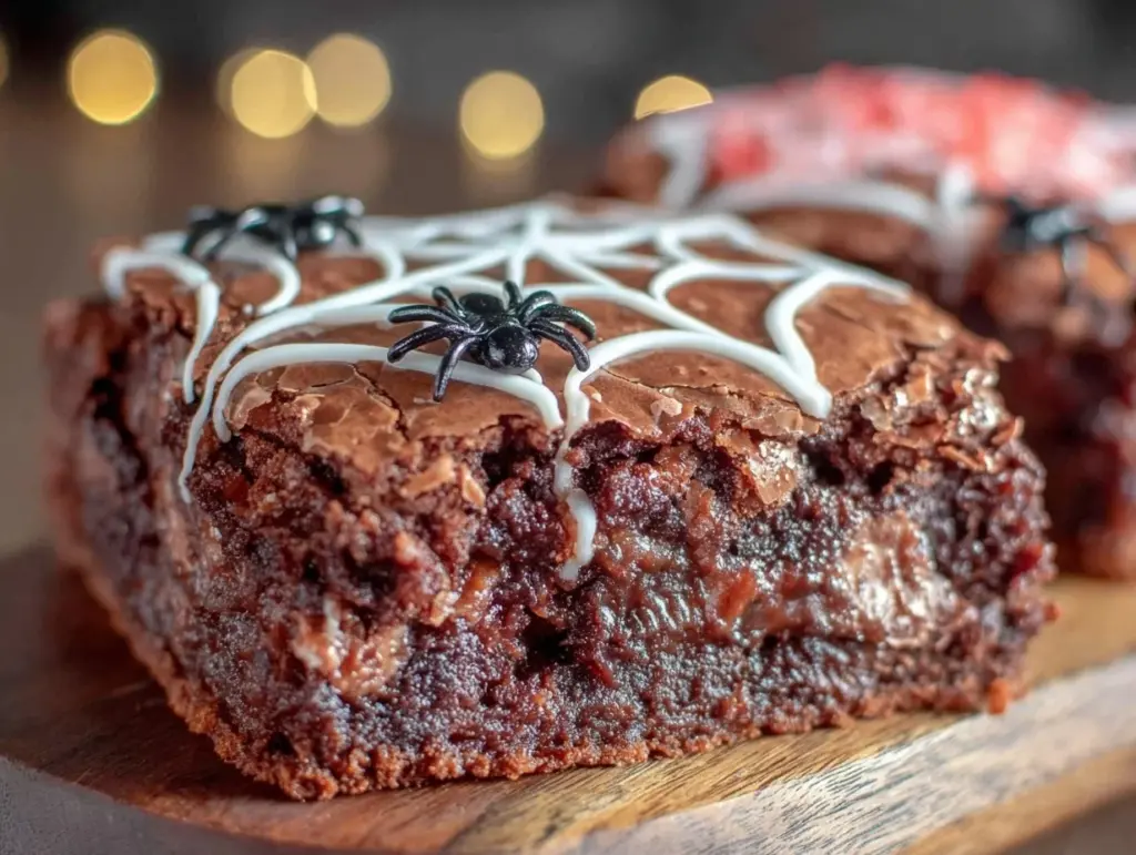 Halloween chocolate spiderweb cookie cake - featured image