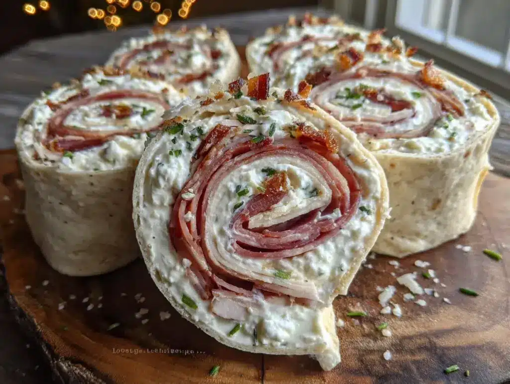 herbed cream cheese turkey pinwheels - featured image