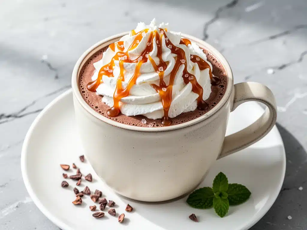 homemade salted caramel hot chocolate - featured image