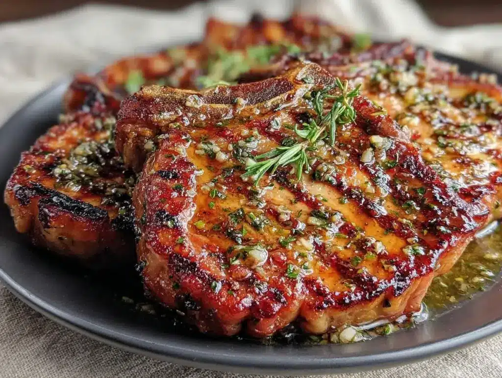 keto garlic butter pork chops - featured image