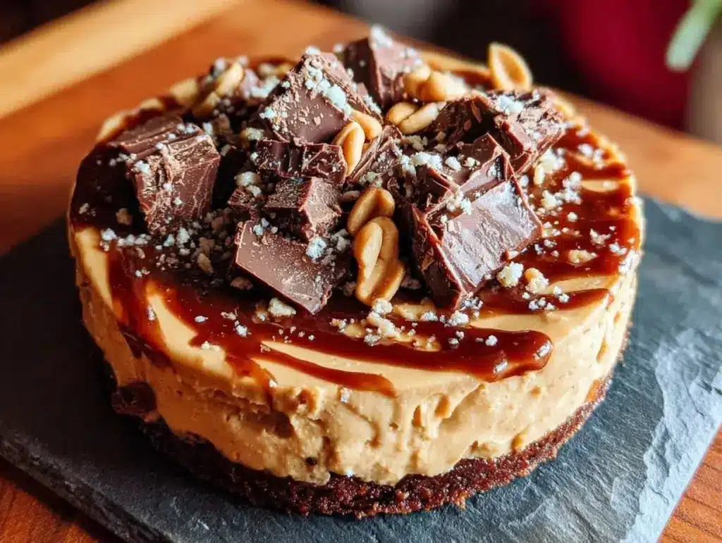 no-bake peanut butter chocolate pie - featured image