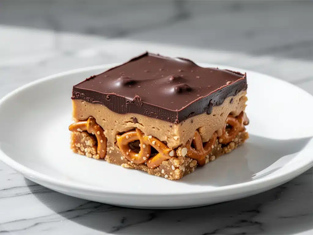 No-Bake Peanut Butter Pretzel Bars - featured image